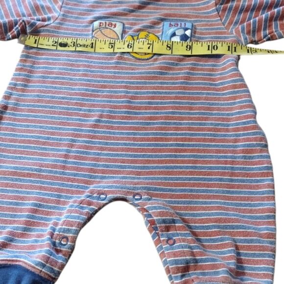 Tykes Play Ball Bodysuit Onesie Red, White & Blue Stripes Size L(6-9) Month! - Picture 5 of 8